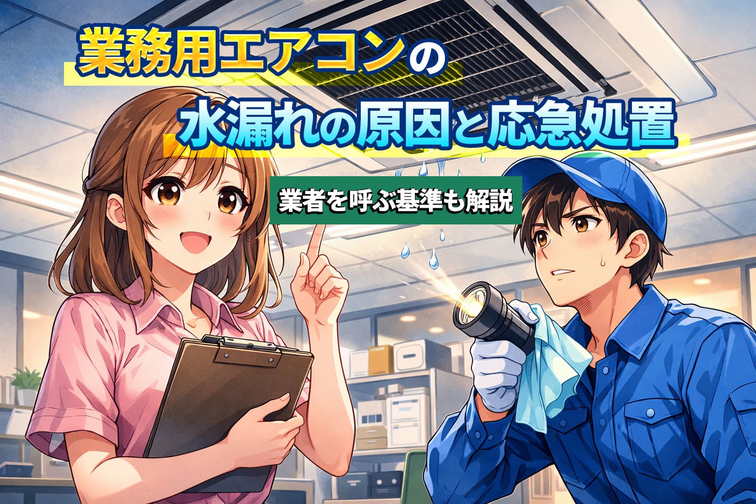 業務用エアコンの水漏れの原因と応急処置！業者を呼ぶ基準も解説