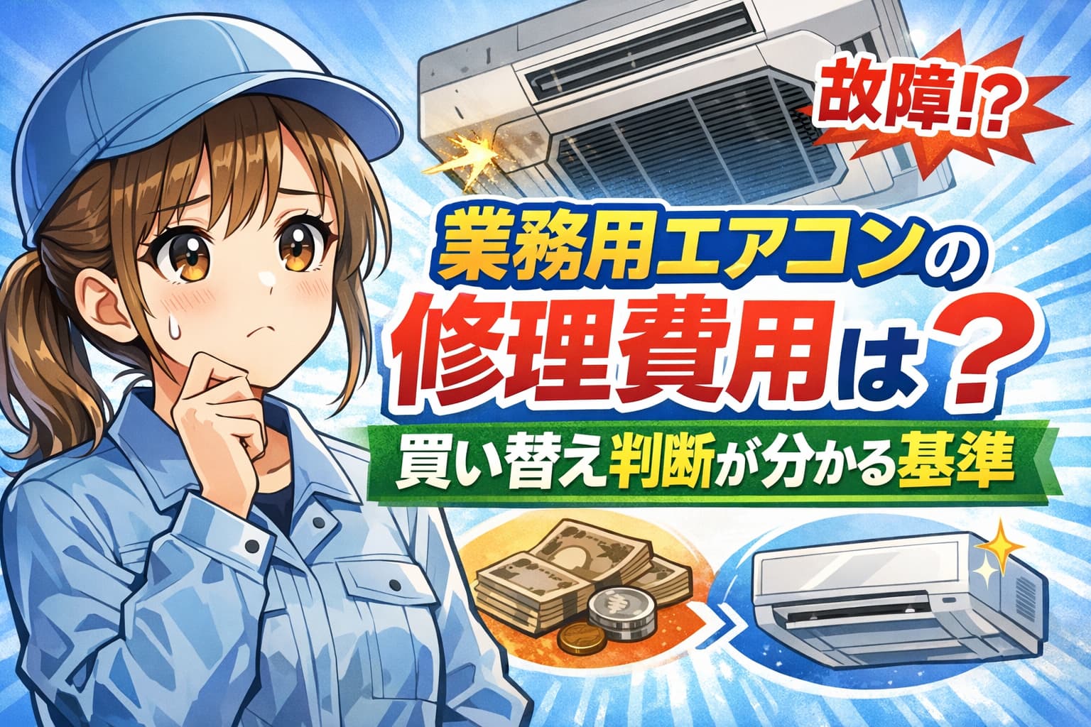 業務用エアコンの修理費用は？買い替え判断が分かる基準
